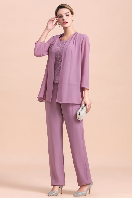 Elegant Cap-Sleeves Lace Chiffon Affordable Mother of Bride Online with Wrap