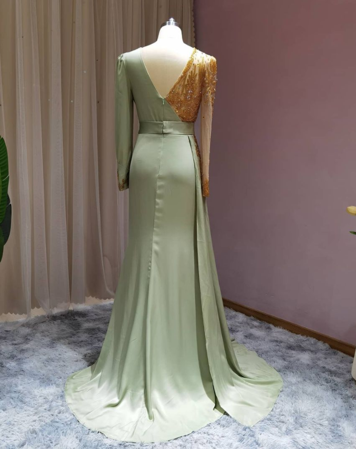 Vestidos de noche elegantes con mangas Vestidos de fiesta largos