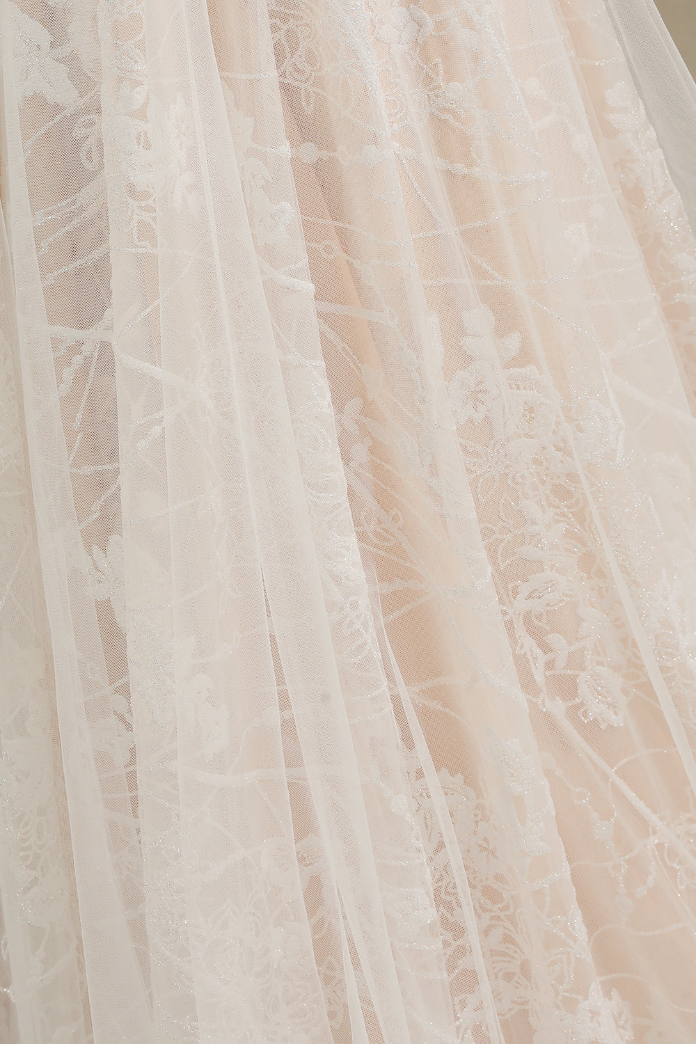 Elegant Lace Deep V-neck Wedding Dress Long Sleeve Floor Length Bridal Gowns