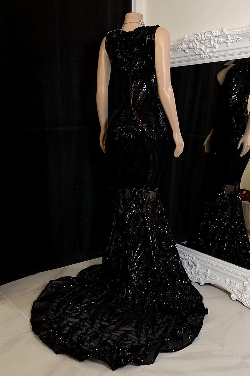 Elegantes langes rotes ärmelloses Meerjungfrau-Ballkleid mit Spitze