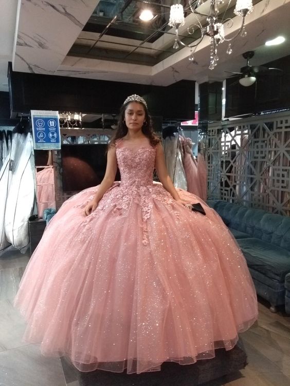 Vestido de fiesta con apliques de tul rosa brillante, vestido de quinceañera rosa Y750
