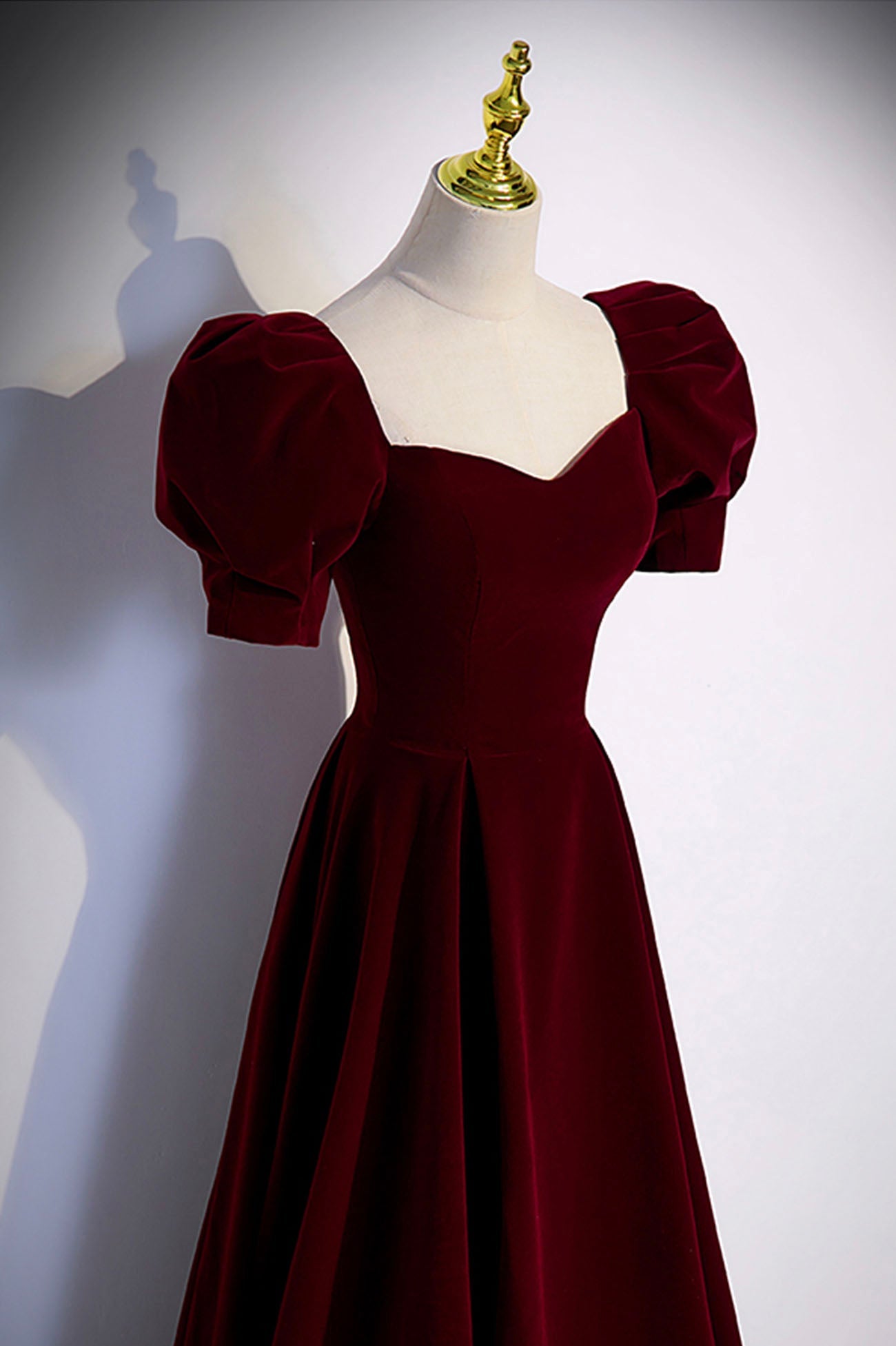 Burgunder Samt langes Ballkleid Abendkleid S88