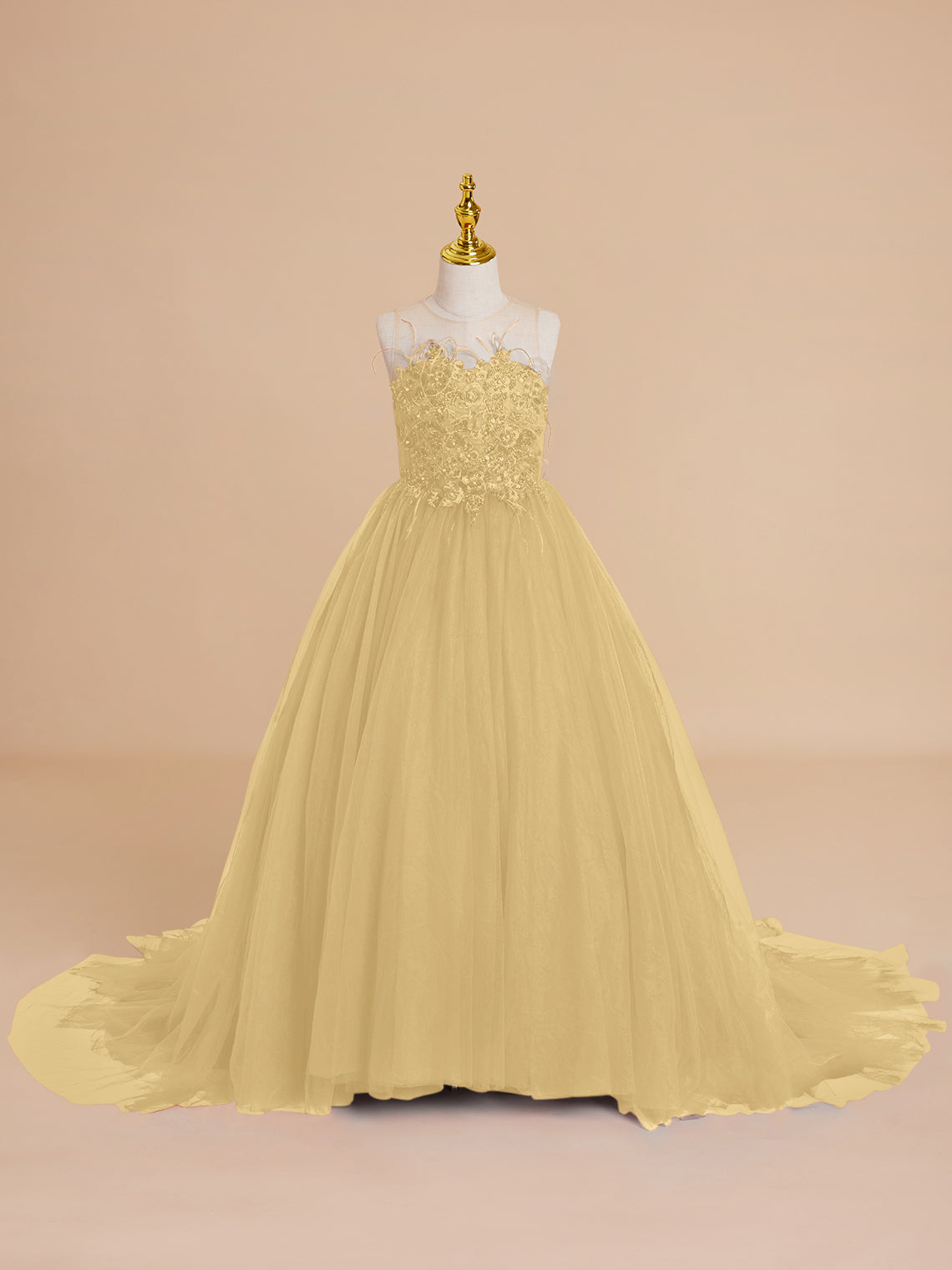 Ball-Gown/Princess Tulle Sweep Train Flower Girl Dress
