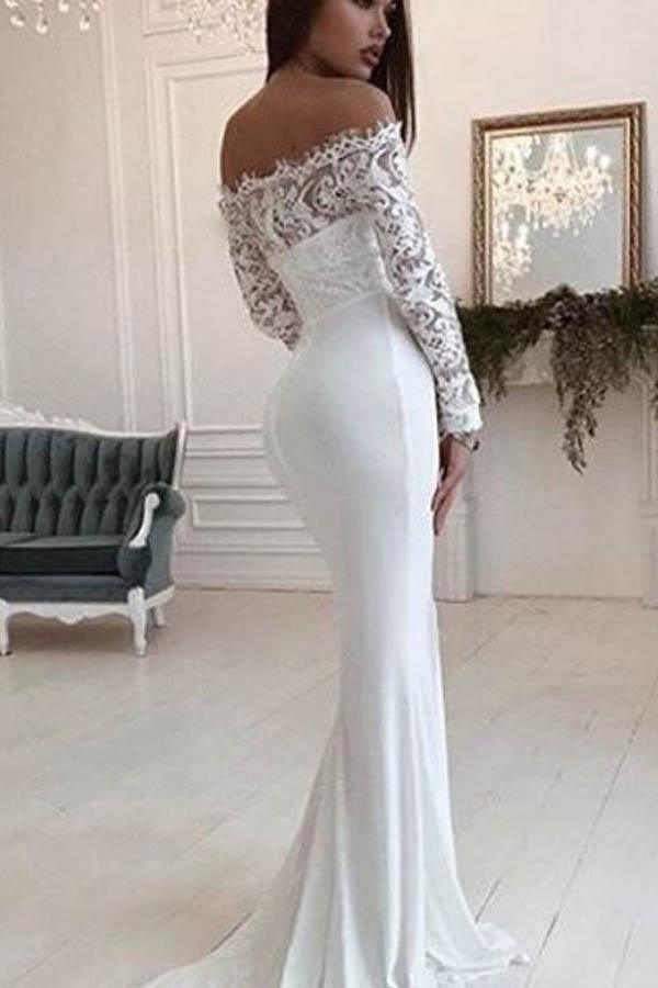 Gorgeous Scoop White Mermaid Long Wedding Dress WD233