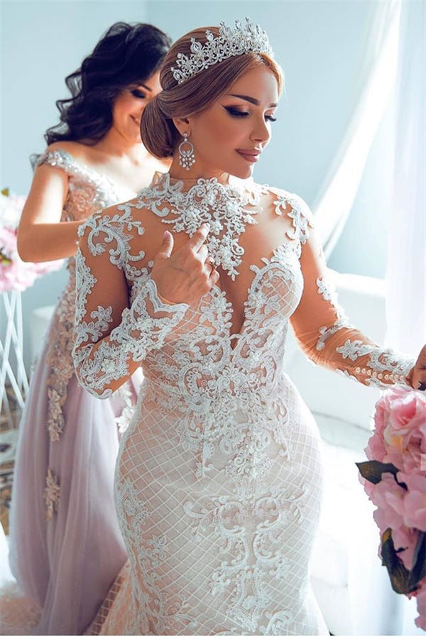 Wunderschönes Sweetheart Spitze Tüll Meerjungfrau Frühling Sommer Brautkleid