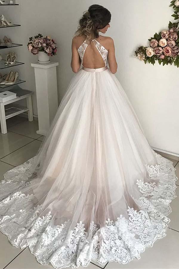 Gorgeous V-Neck Sleeveless Tulle Wedding Dresses Bridal Gowns WD306