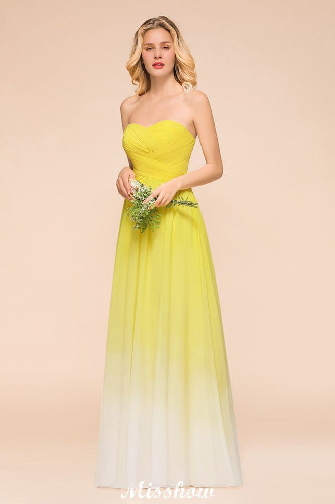 Vestido de dama de honra com decote em coração e comprimento até o chão, vestido de festa de casamento em chiffon