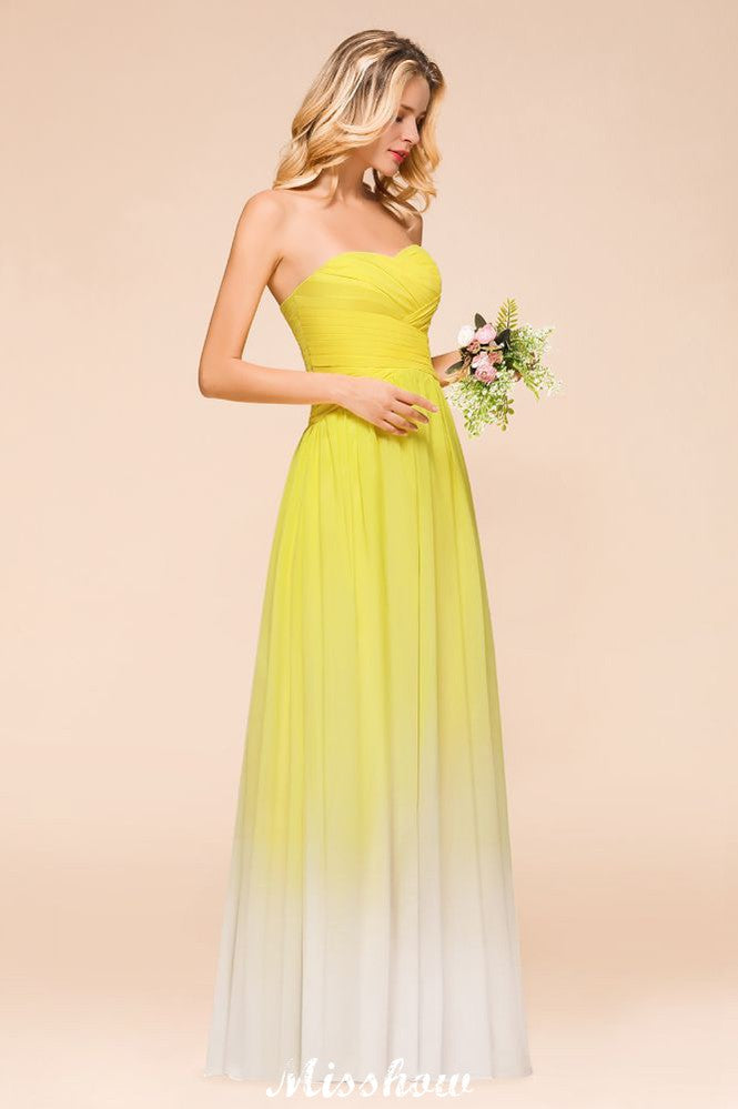 Vestido de dama de honra com decote em coração e comprimento até o chão, vestido de festa de casamento em chiffon
