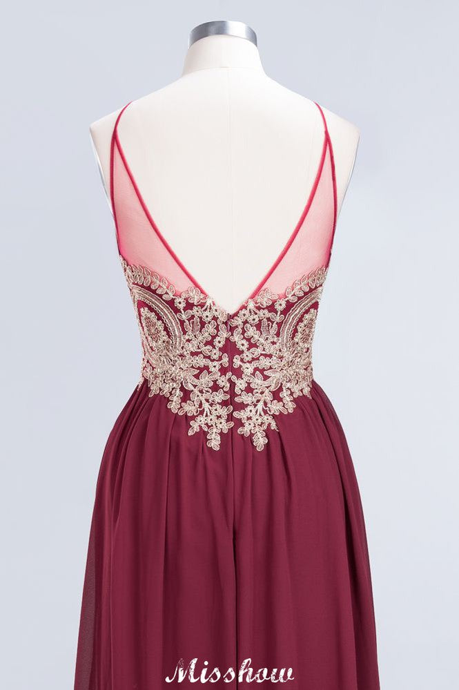 Halter Spaghetti Gold Appliques Swing Dress Sleeveless Tulle Chiffon Evening Maxi Dress