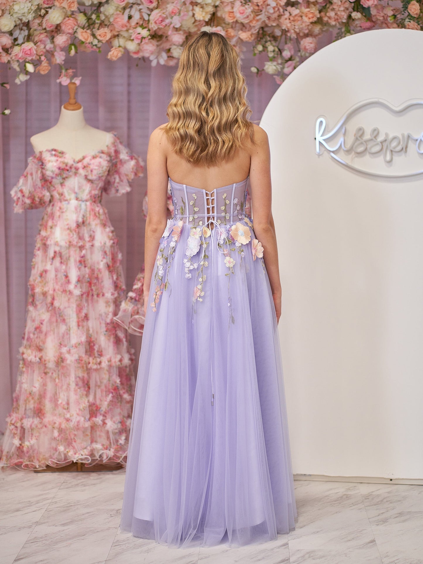 Hope | A-Linien-Trägerloses Homecoming-Kleid aus Tüll mit 3D-Blumen