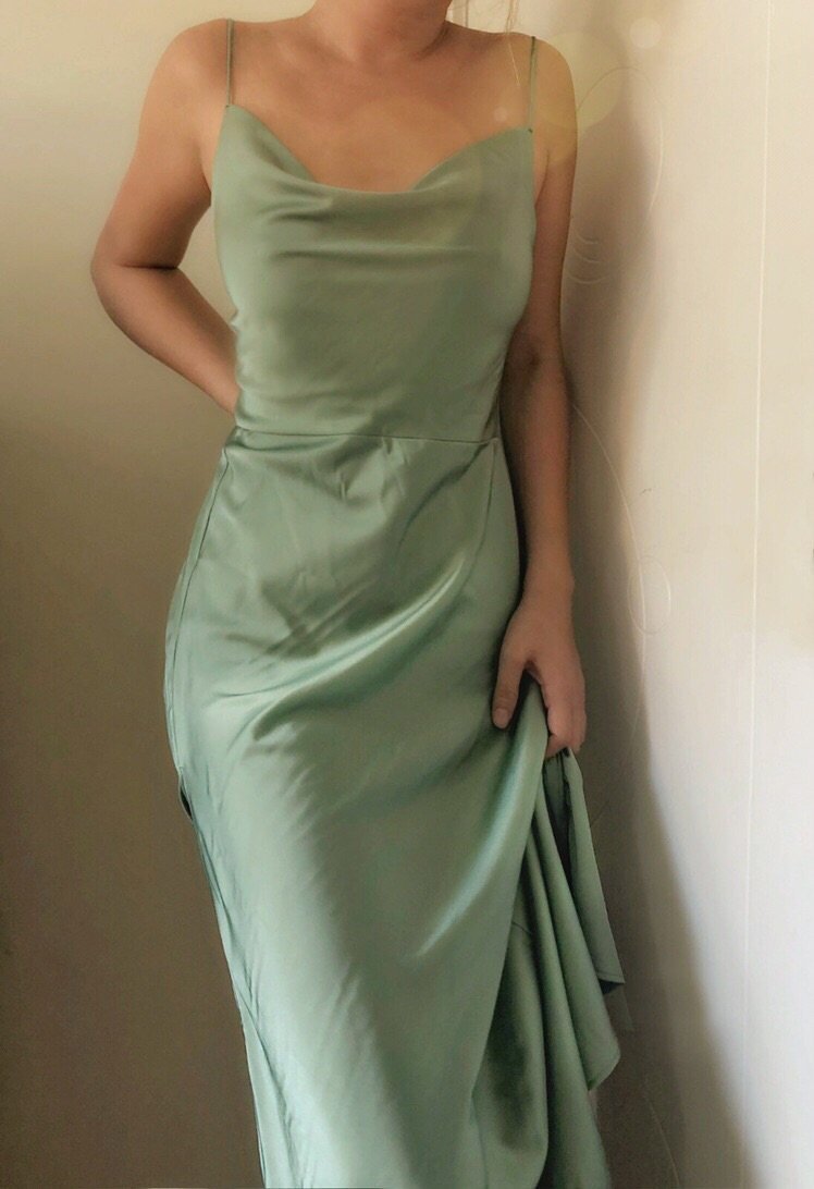 Hui Draped High Slit Dress Gown