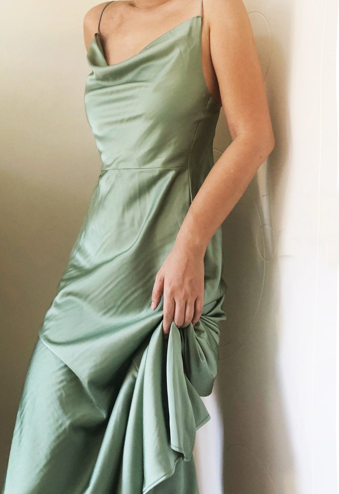 Hui Draped High Slit Dress Gown