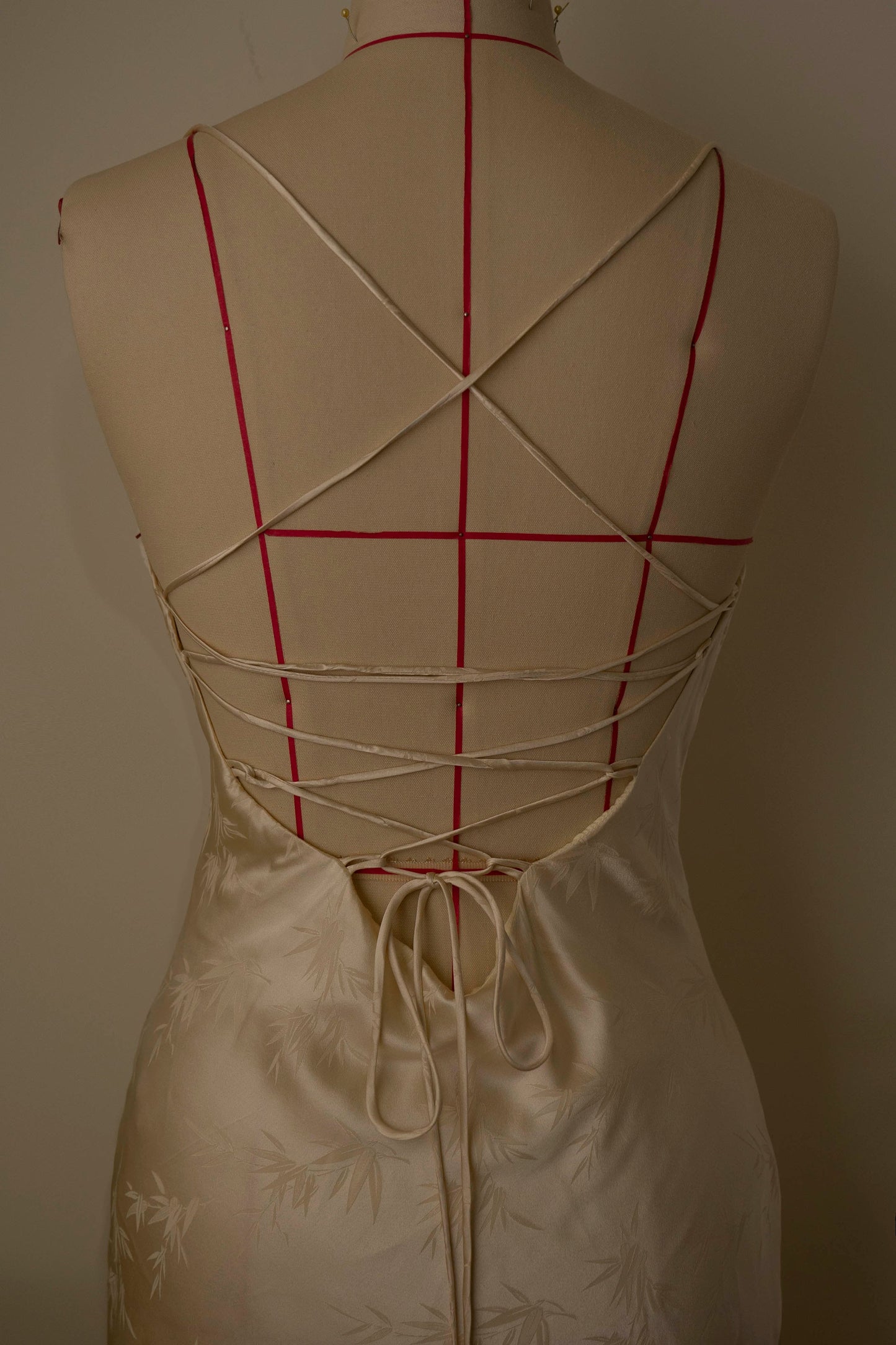 Bamboo Jacquard Lace Up Dress
