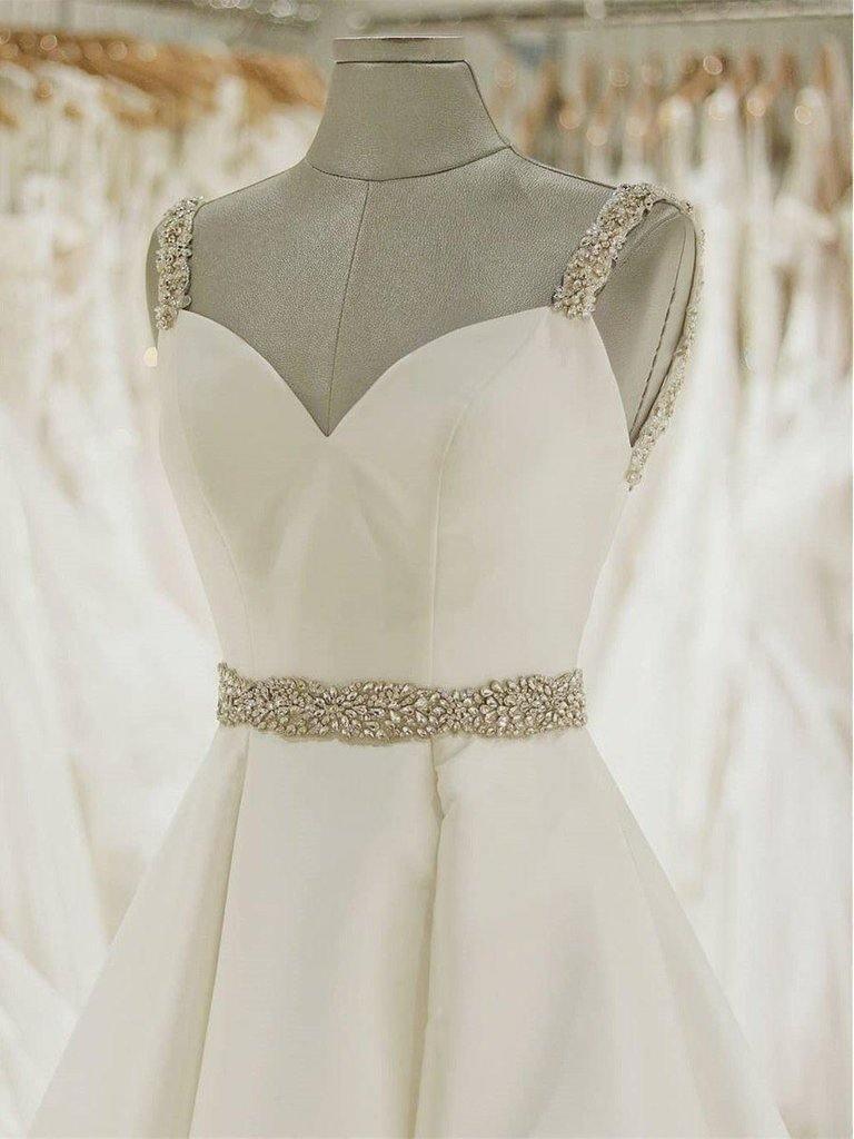 Ivory Ball Gown Wedding Dresses Spaghetti Strap Beaded Bridal Dress WD339