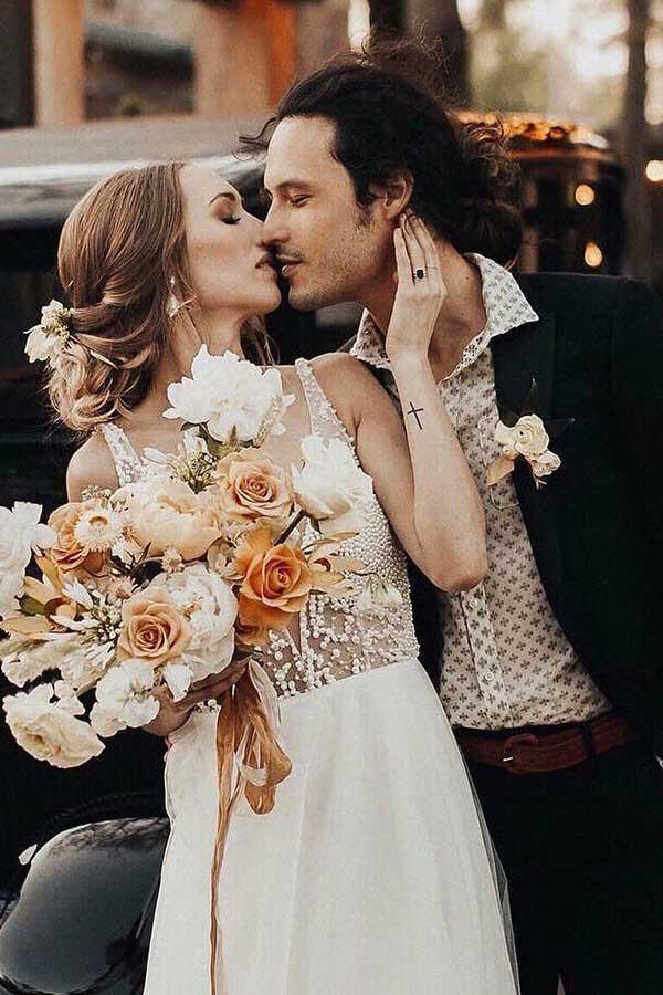 Ivory Beach Wedding Dresses See Through Pearl Beaded Wedding Dress WD293