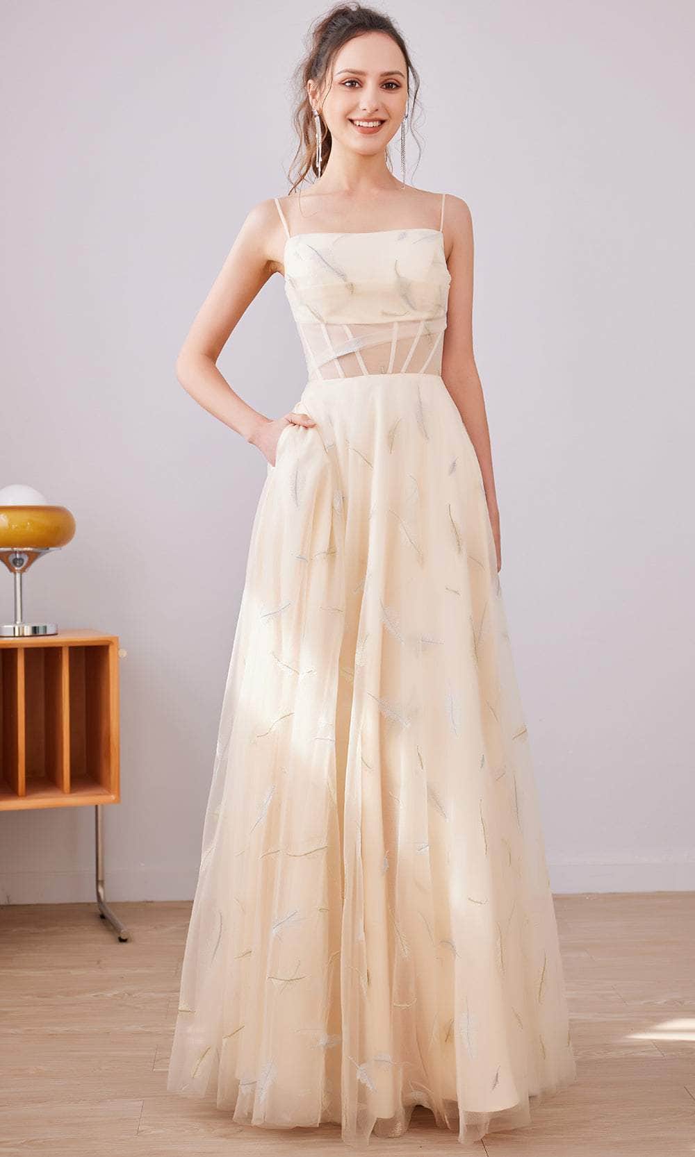 Straight Across A-Line Long Dress