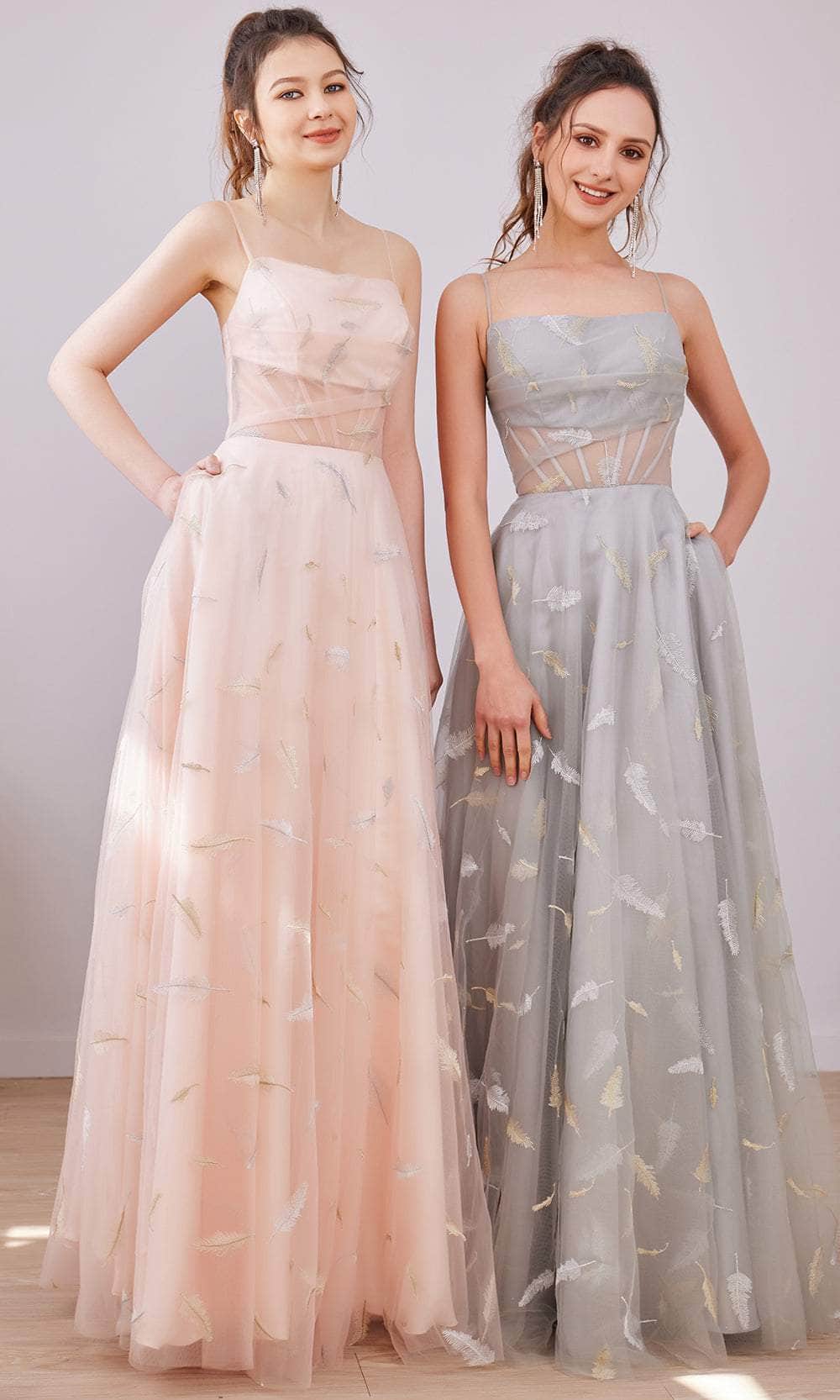Straight Across A-Line Long Dress
