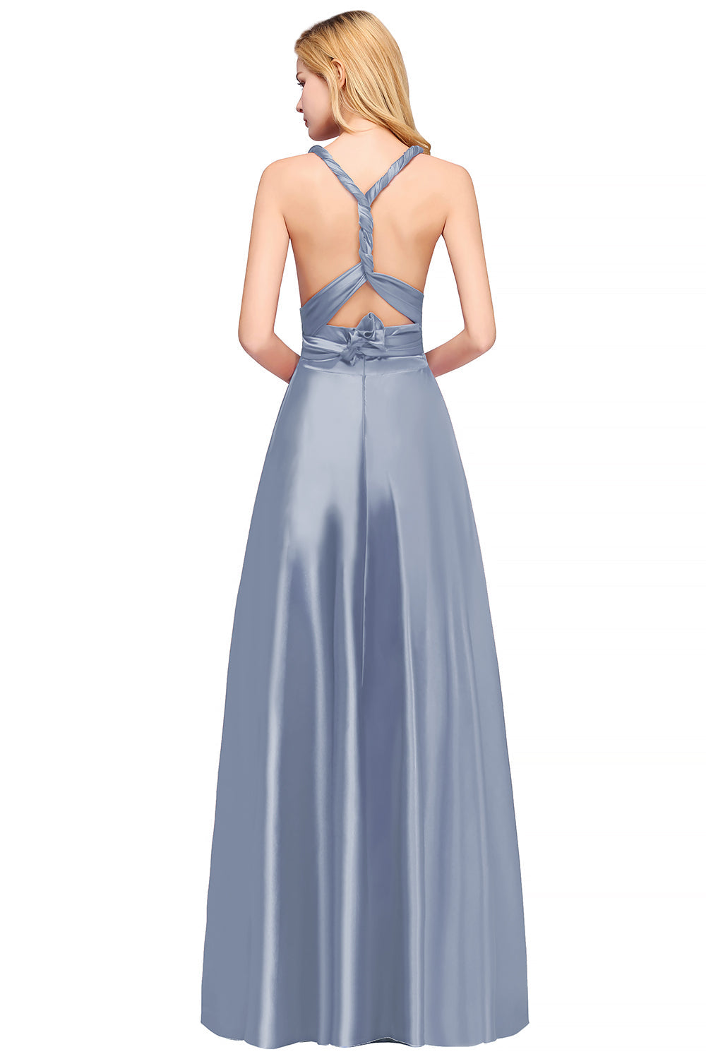 Spaghetti Straps Satin Long Bridesmaid Dresses Prom Party Gown