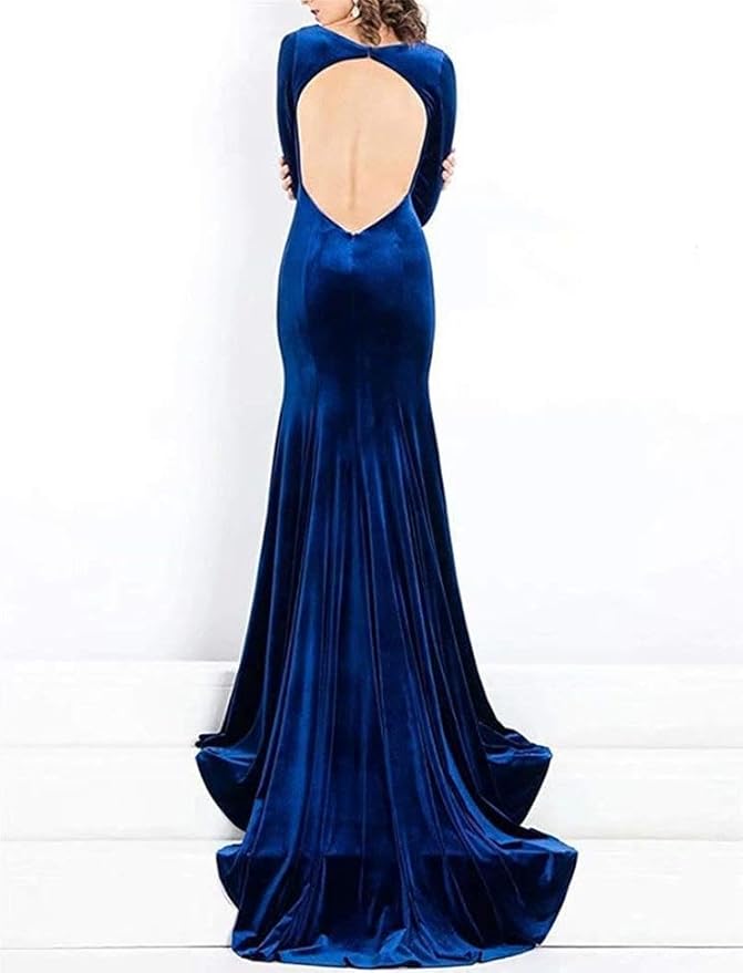 Langärmlige Ballkleider Königsblaues Abendkleid mit Ärmeln