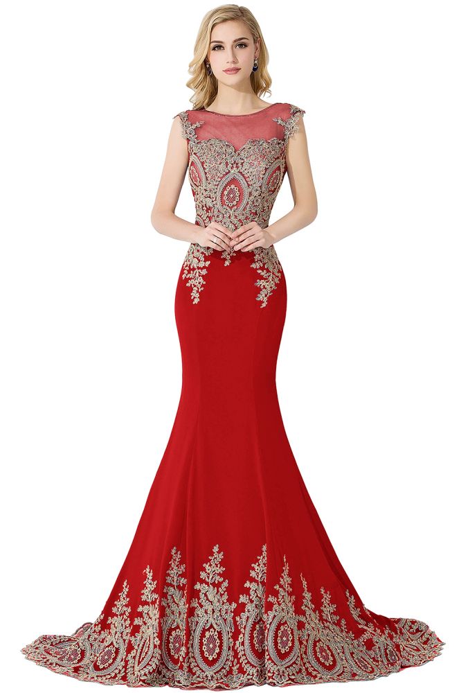 Meerjungfrau Applikationen Hofschleppe Chiffon Abendkleid
