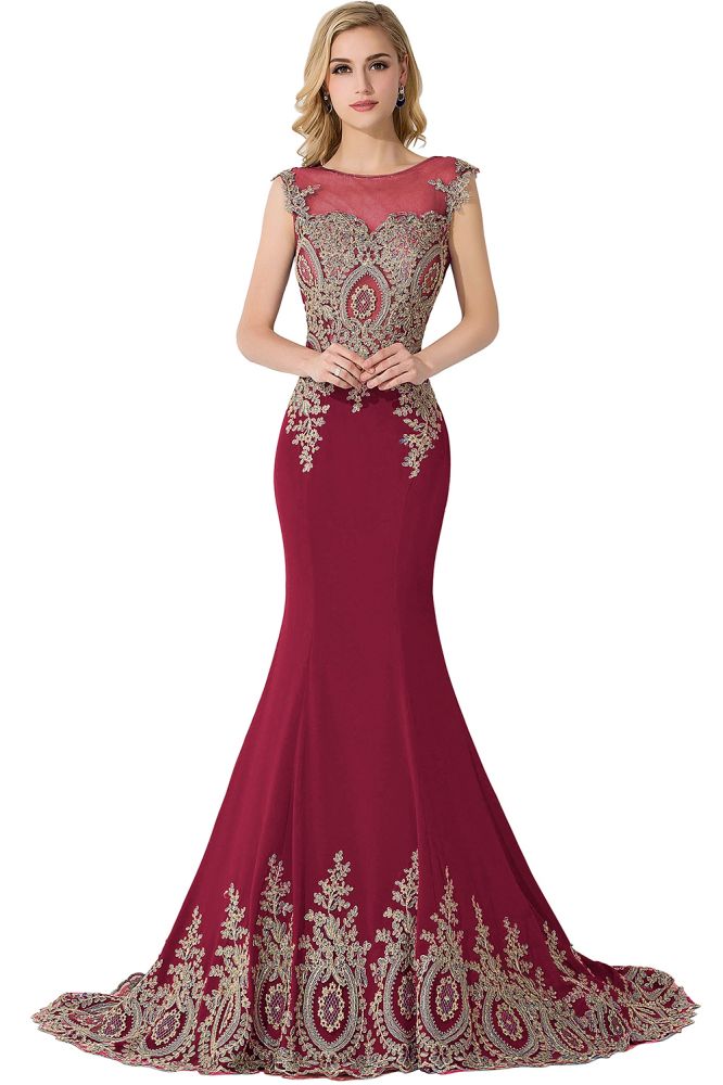 Meerjungfrau Applikationen Hofschleppe Chiffon Abendkleid
