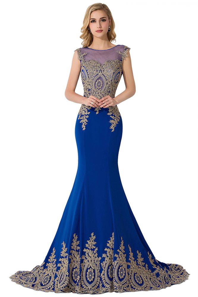 Meerjungfrau Applikationen Hofschleppe Chiffon Abendkleid