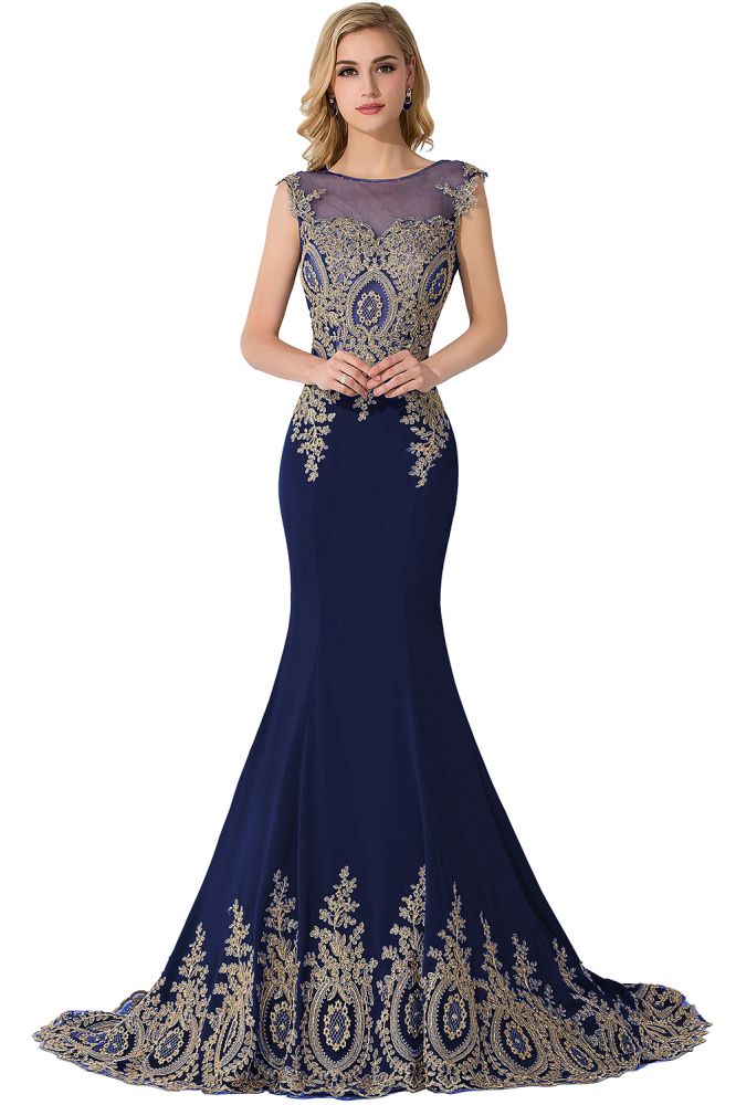 Meerjungfrau Applikationen Hofschleppe Chiffon Abendkleid