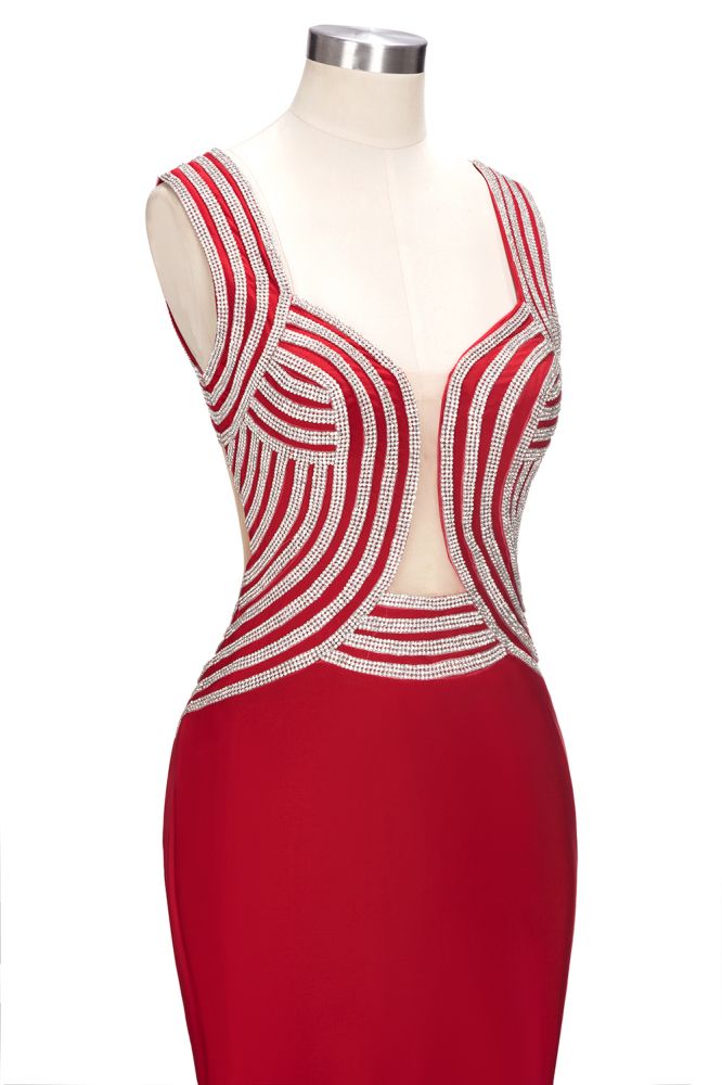 Mermaid Sleeveless Plus Size Floor Length Slit Sequins Patterns Prom Dresses