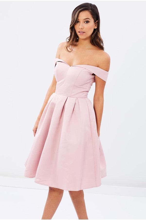 Vestidos de fiesta de bienvenida con hombros descubiertos, plisados, corte A, sin mangas, PD136