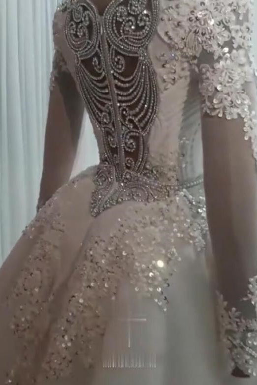 Neuankömmling Lange Ärmel Meerjungfrau Brautkleid mit Überrock