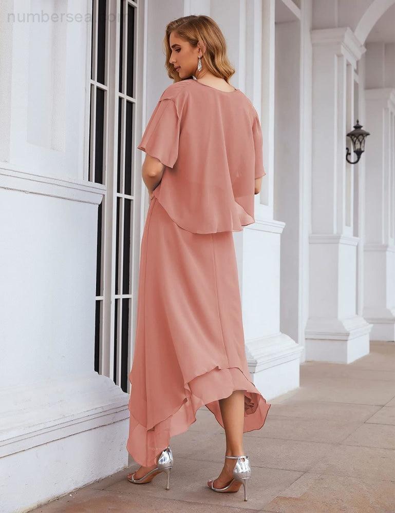 Sunnderly Chiffon Plus Size Mother of Bride Dresses with Jacket Formal Dresses for Wedding SY28073