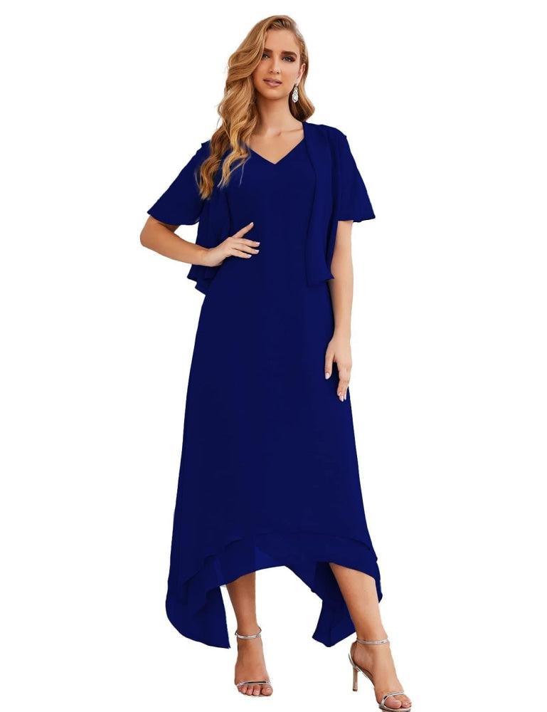Sunnderly Chiffon Plus Size Mother of Bride Dresses with Jacket Formal Dresses for Wedding SY28073