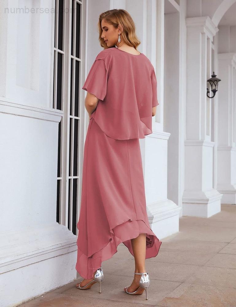 Sunnderly Chiffon Plus Size Mother of Bride Dresses with Jacket Formal Dresses for Wedding SY28073