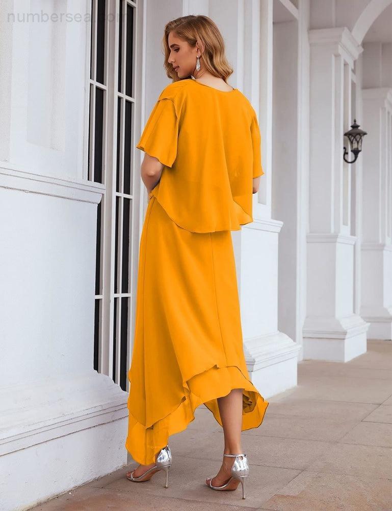 Sunnderly Chiffon Plus Size Mother of Bride Dresses with Jacket Formal Dresses for Wedding SY28073