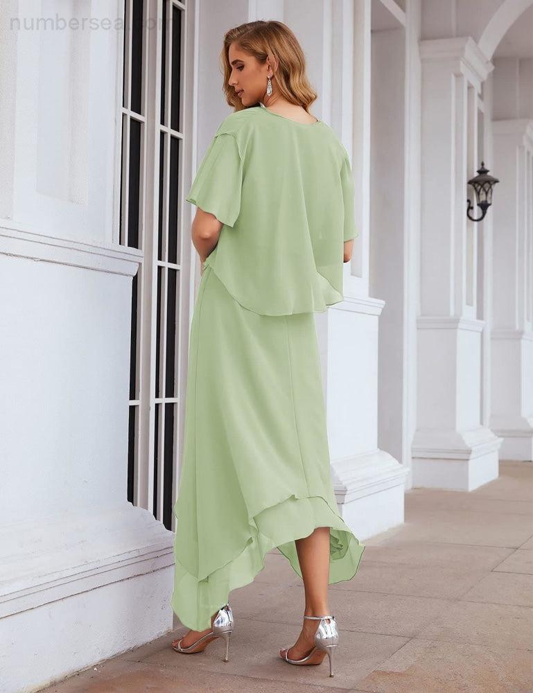 Sunnderly Chiffon Plus Size Mother of Bride Dresses with Jacket Formal Dresses for Wedding SY28073