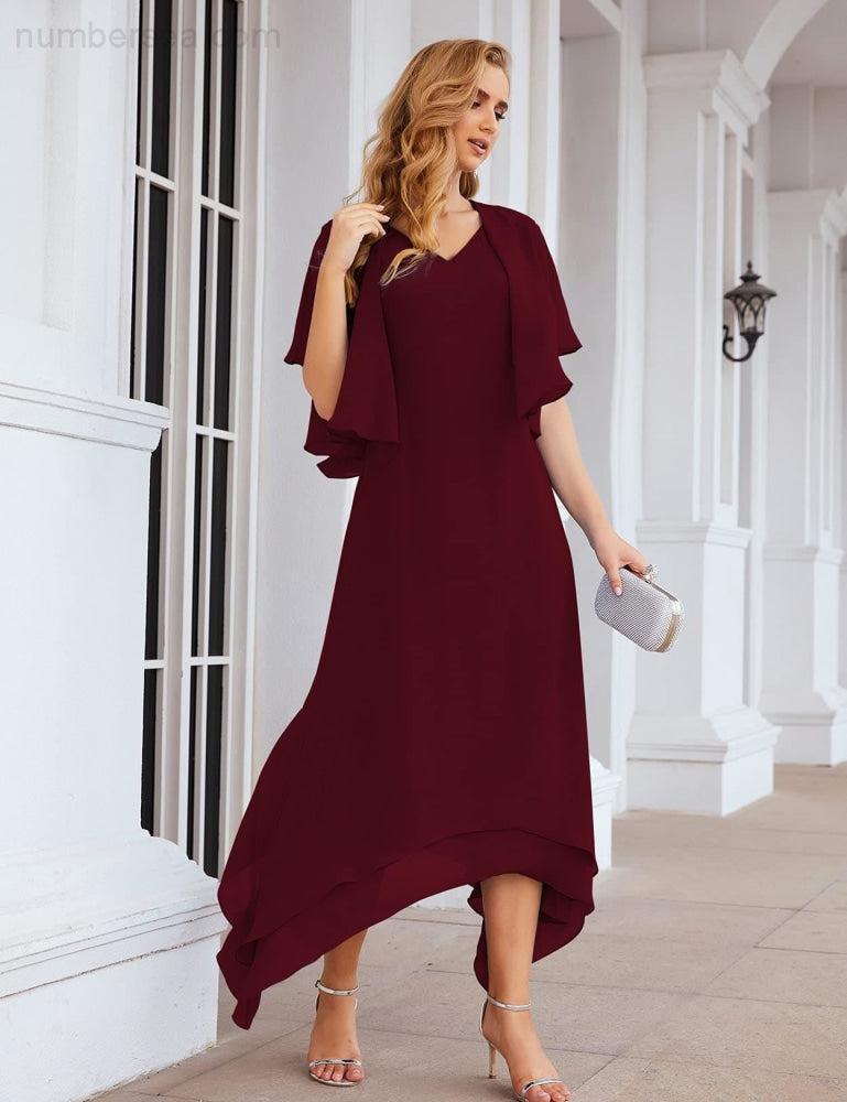 Sunnderly Chiffon Plus Size Mother of Bride Dresses with Jacket Formal Dresses for Wedding SY28073