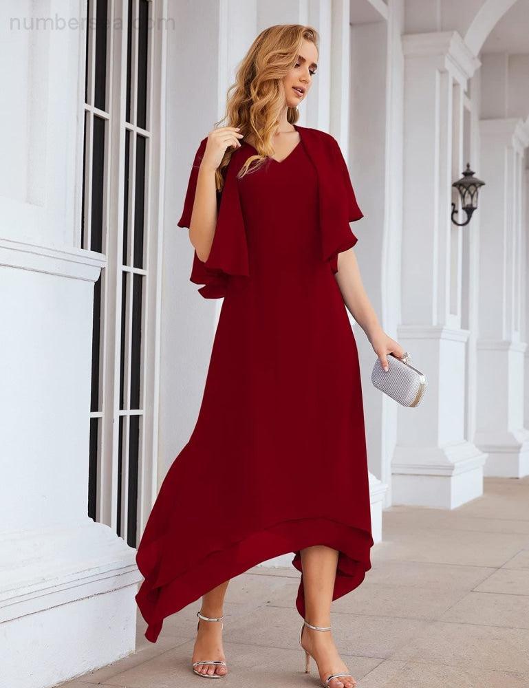 Sunnderly Chiffon Plus Size Mother of Bride Dresses with Jacket Formal Dresses for Wedding SY28073
