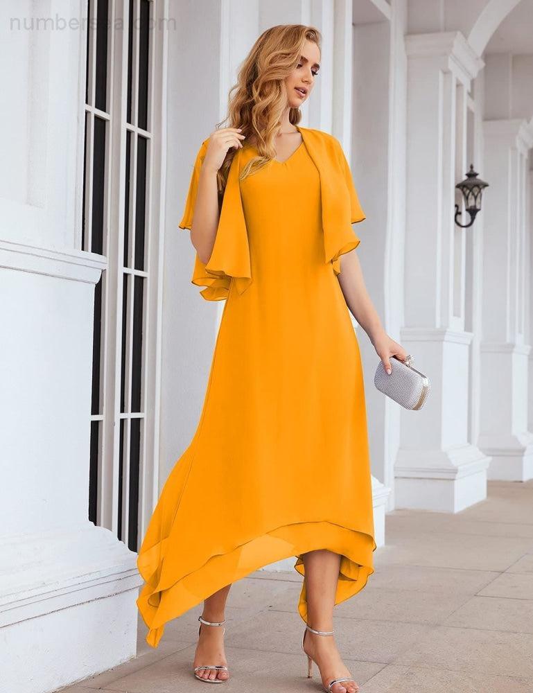 Sunnderly Chiffon Plus Size Mother of Bride Dresses with Jacket Formal Dresses for Wedding SY28073
