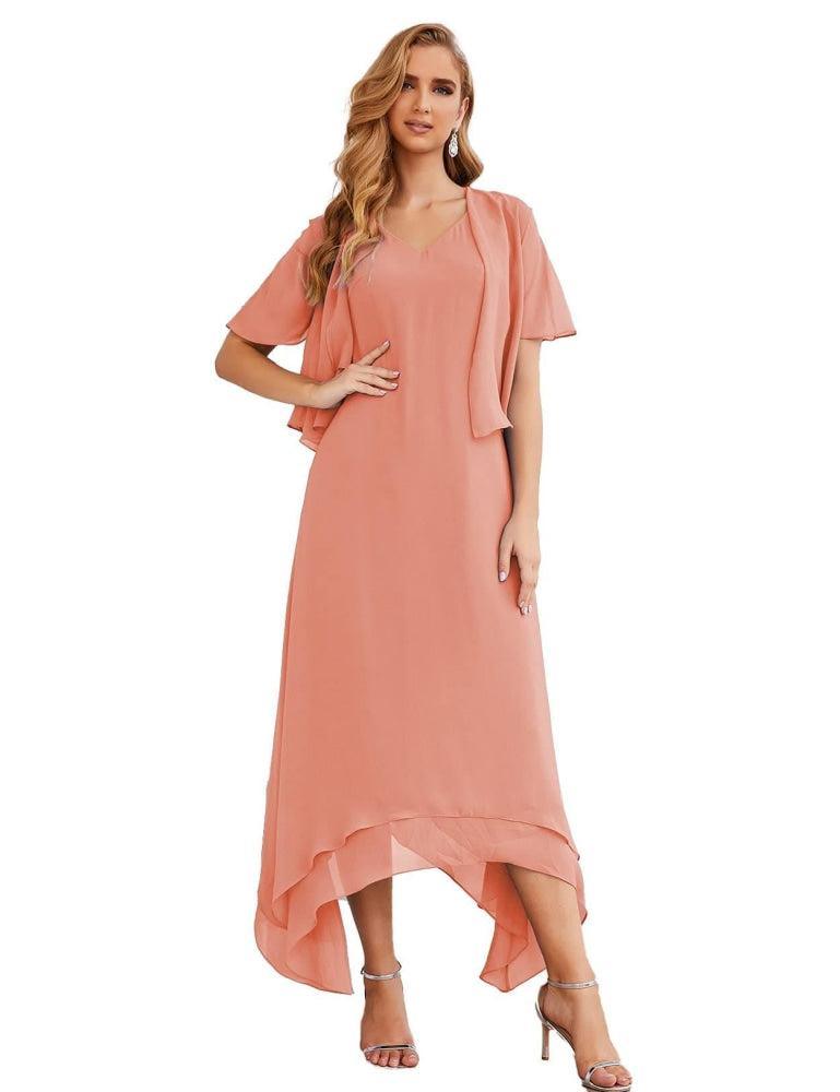 Sunnderly Chiffon Plus Size Mother of Bride Dresses with Jacket Formal Dresses for Wedding SY28073