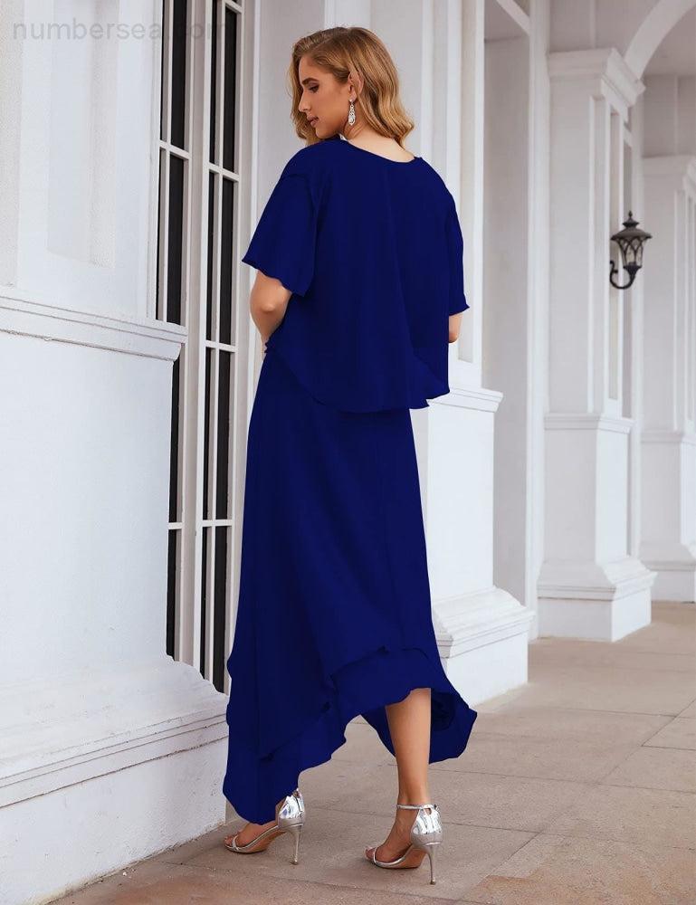 Sunnderly Chiffon Plus Size Mother of Bride Dresses with Jacket Formal Dresses for Wedding SY28073