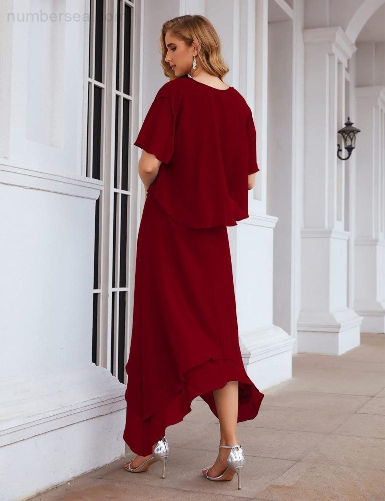 Sunnderly Chiffon Plus Size Mother of Bride Dresses with Jacket Formal Dresses for Wedding SY28073