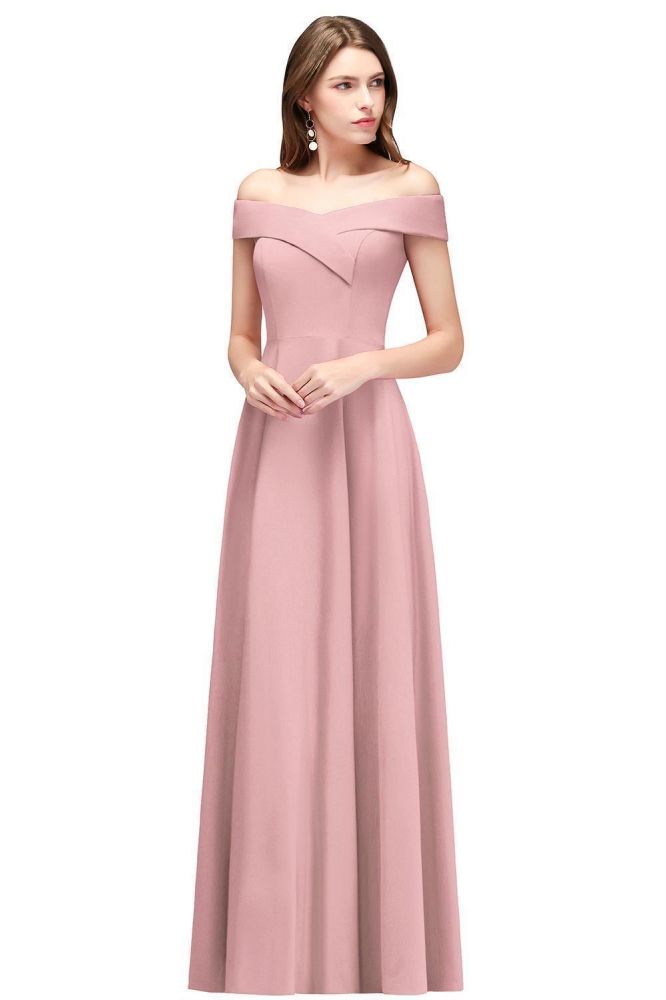 Off-the-shoulder Floor Length Burgundy Party Dress
