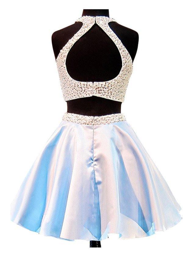 Open Back Jewel Sleeveless Homecoming Dess With Beading PG035