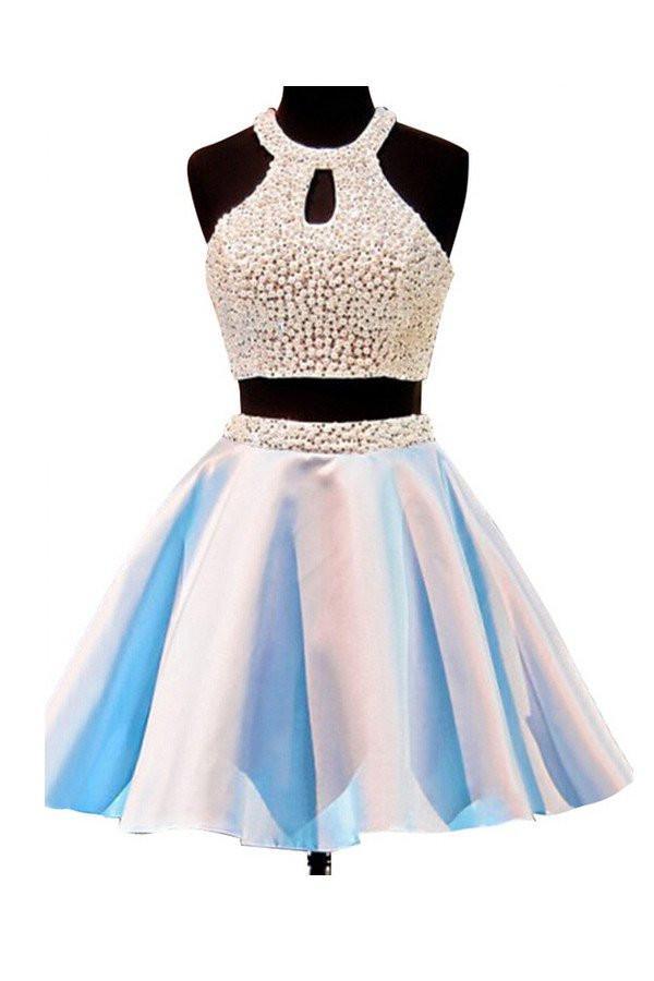 Open Back Jewel Sleeveless Homecoming Dess With Beading PG035