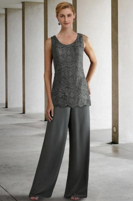 Pantsuit 3 Piece Suit Mother of the Bride Dress Plus Size With Lace
