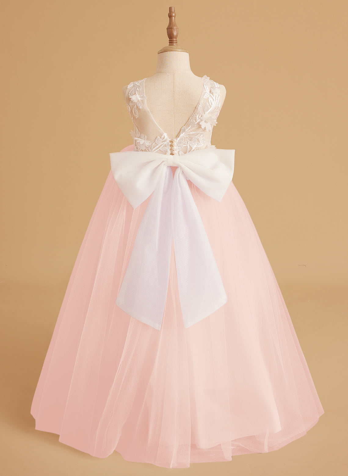 Dream Princess Sleeveless Detachable Train Flower Girl Dress