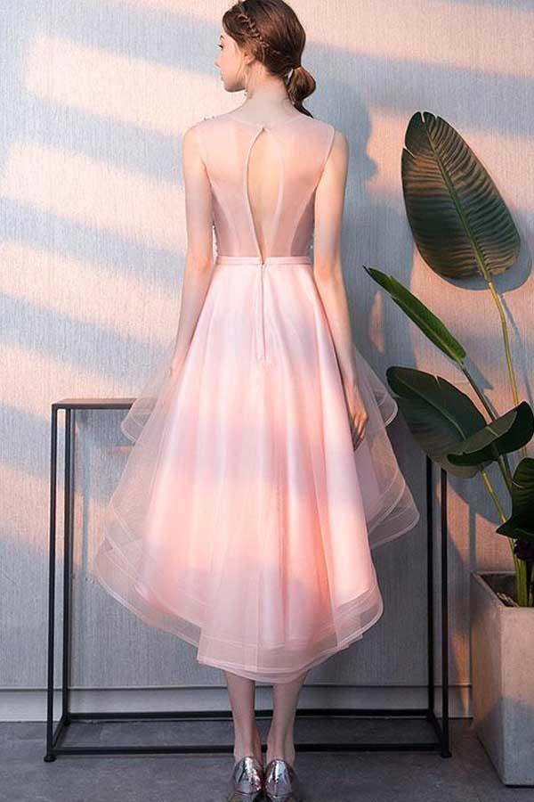 Pink Tulle Sequin Short Prom Dress Pink Homecoming Dress PD238