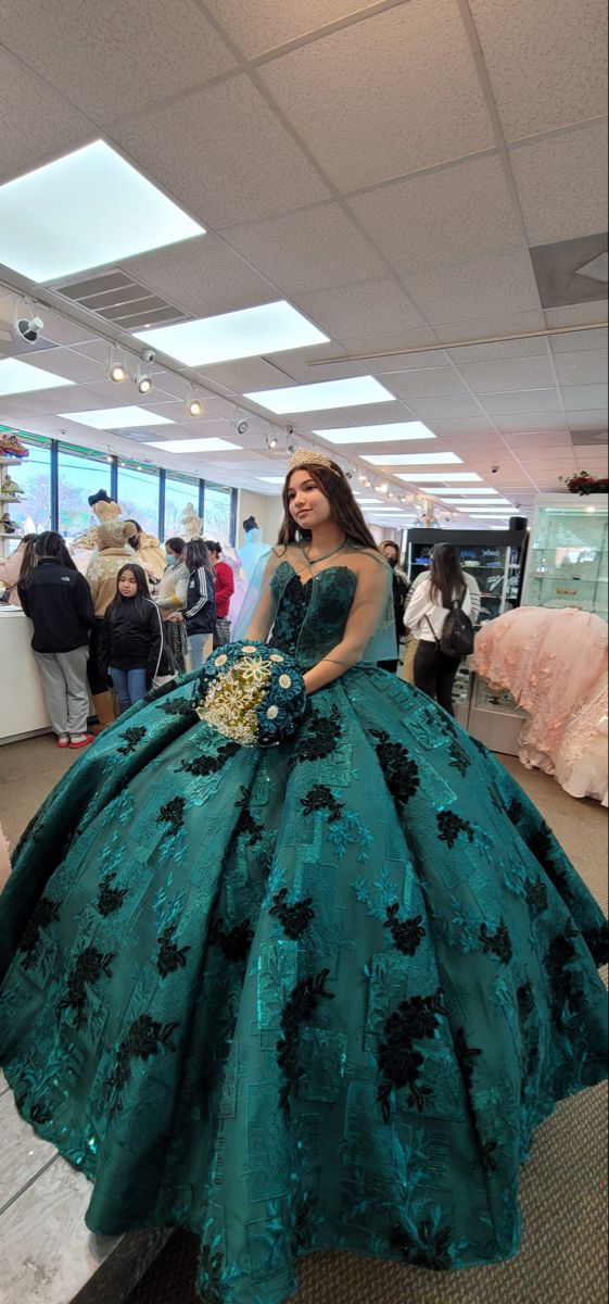 Impresionante vestido de quinceañera verde esmeralda, vestido de fiesta de 16 años, vestido de gala verde esmeralda Y1120
