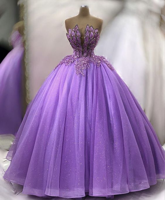 Atemberaubendes lila Glitzer Ballkleid Prinzessin Kleid Y972