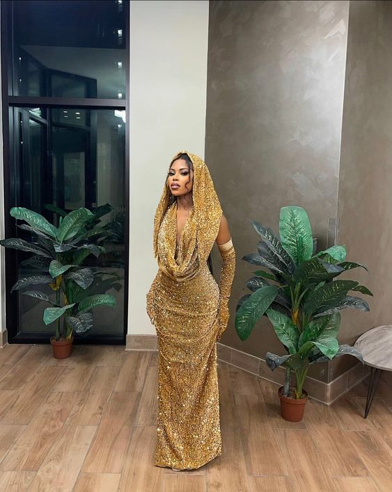 Gold Meerjungfrau Pailletten Abendkleider Sparkly Prom Kleid Y1691